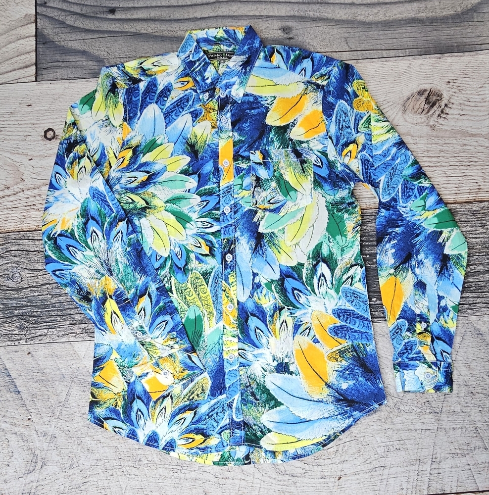 Paisley & Gray Slim-Fit Men's Button-up Tropical Print Size Medium